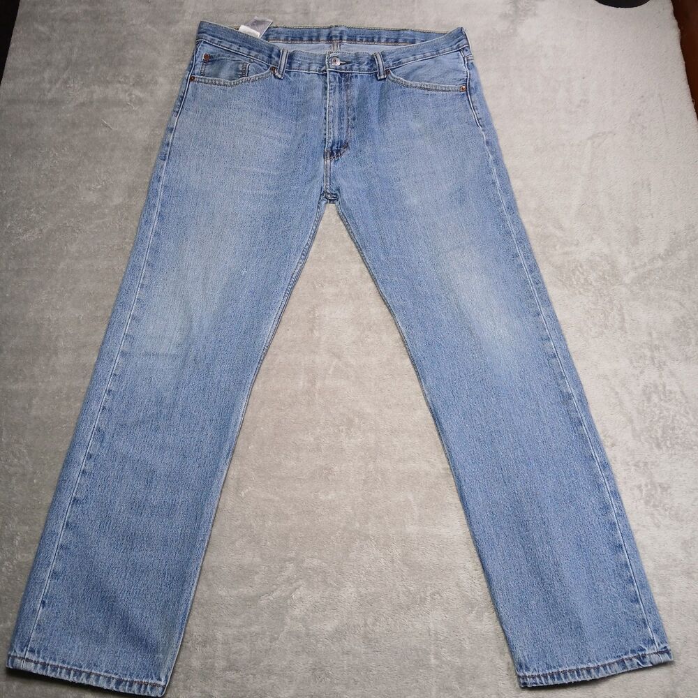 Levi's 505 Regular Fit Jeans 38x32 Medium Wash Blue Americana Workwear Distress